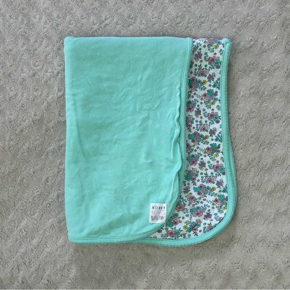 Just One You by Carter's Mommy Loves Me Baby Blanket Mint Green Floral Pink